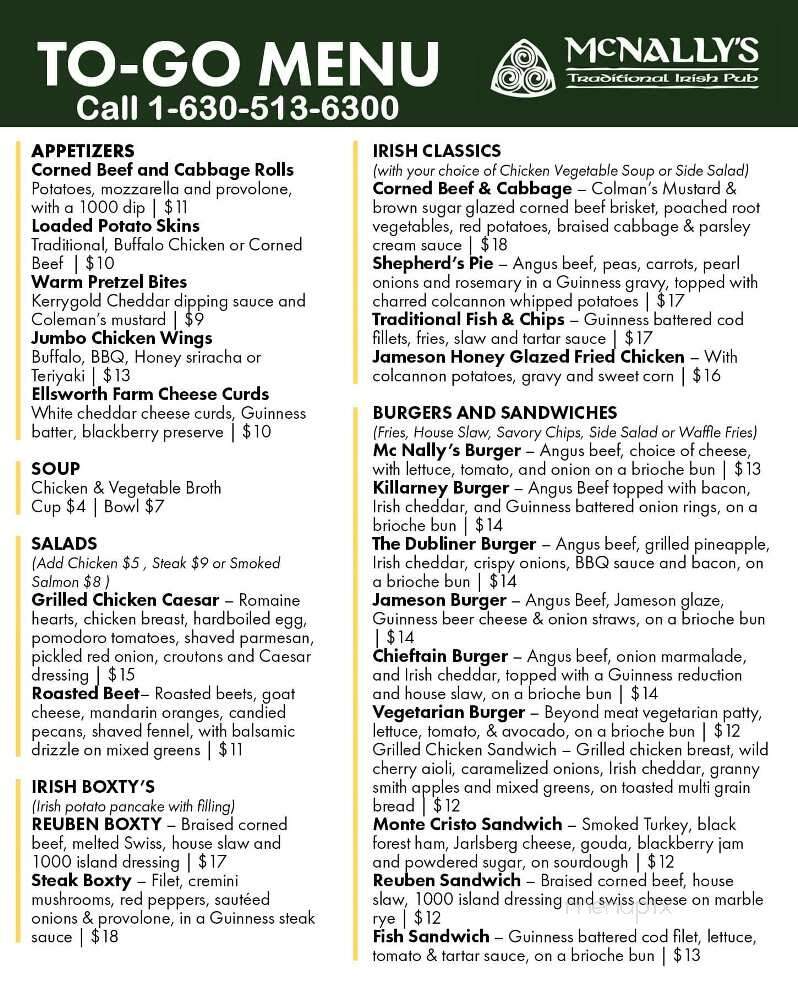 McNally's Irish Pub - Saint Charles, IL menu_pic