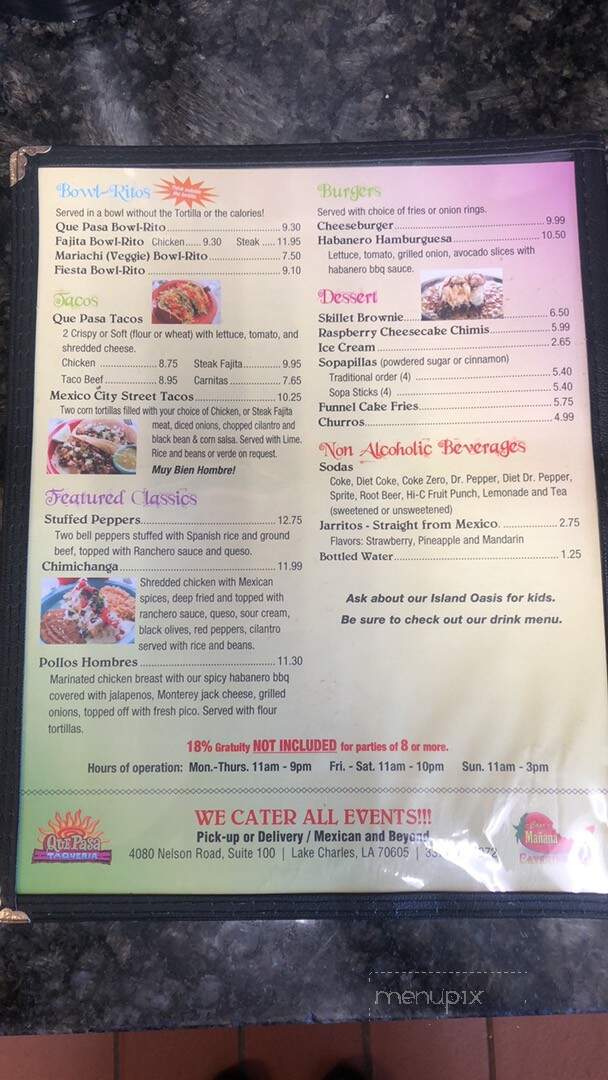 Que Pasa Taqueria - Lake Charles, LA menu_pic