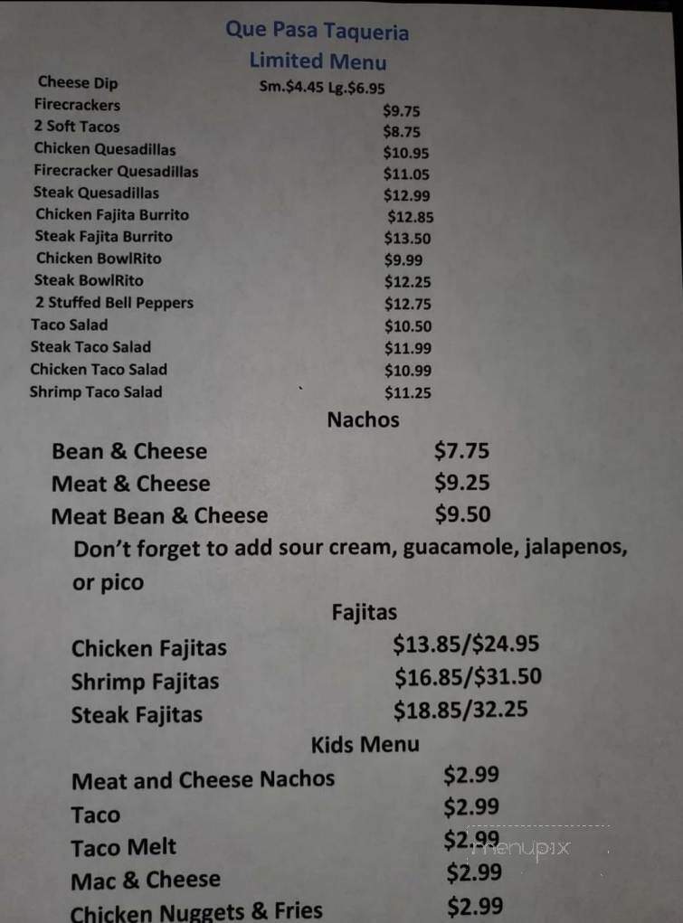 Que Pasa Taqueria - Lake Charles, LA menu_pic