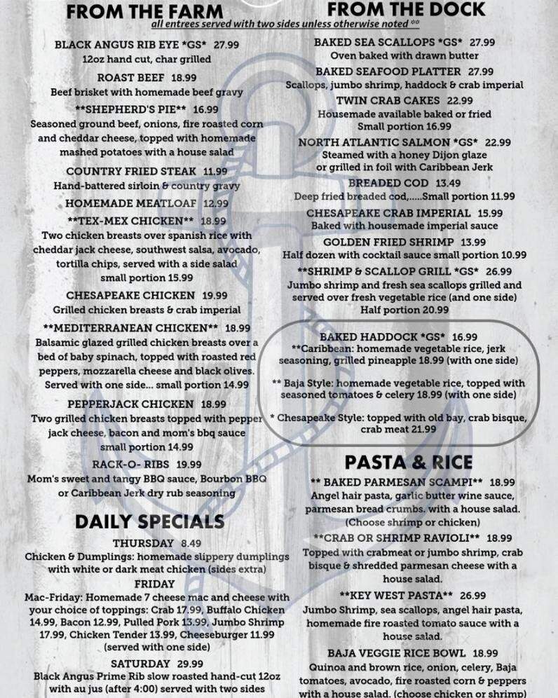 Baker's Restaurant & Cocktail - Elkton, MD menu_pic