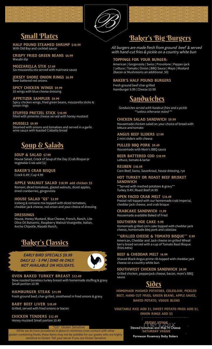 Baker's Restaurant & Cocktail - Elkton, MD menu_pic