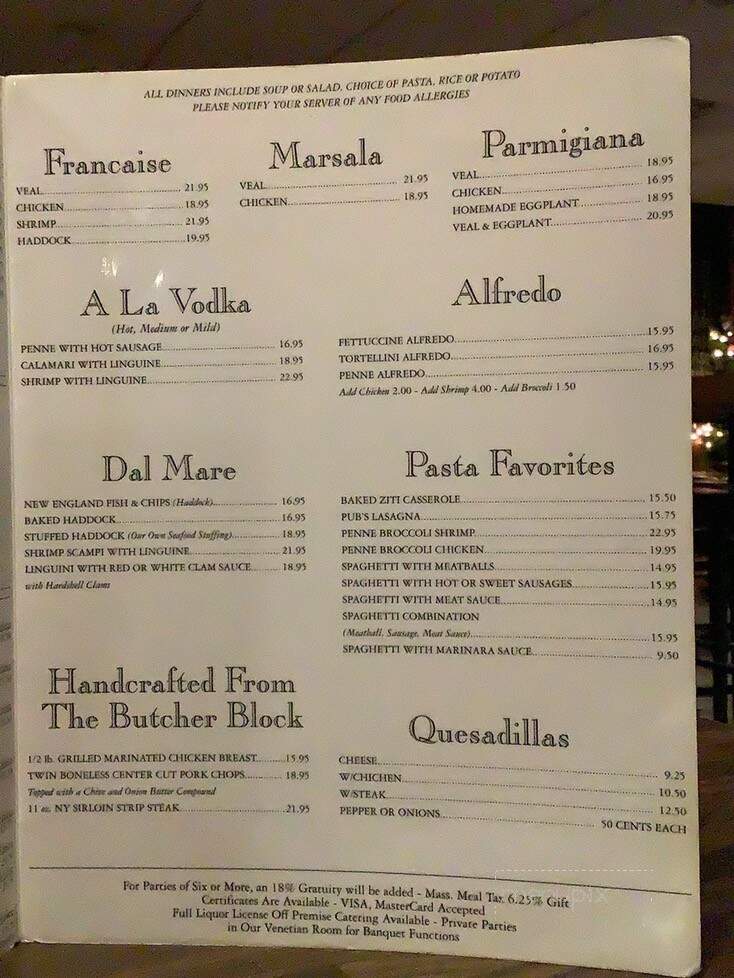 Gregory's Pizza Pub & Restaurant - Wilbraham, MA menu_pic