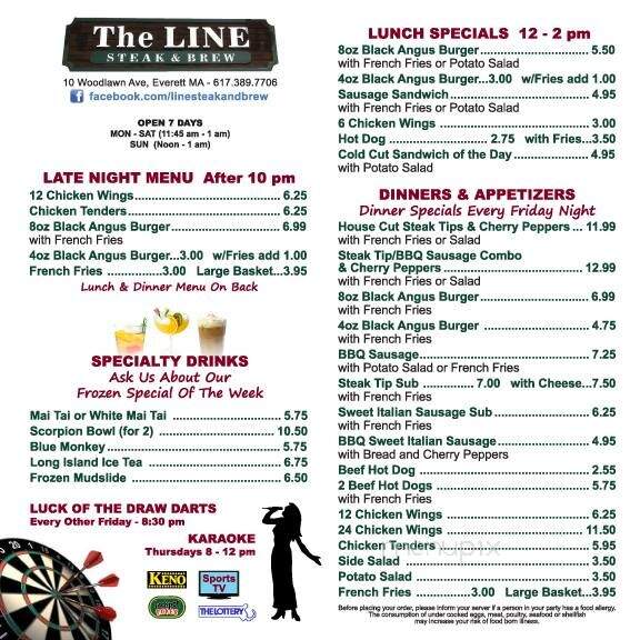 Line Steak & Brew - Everett, MA menu_pic