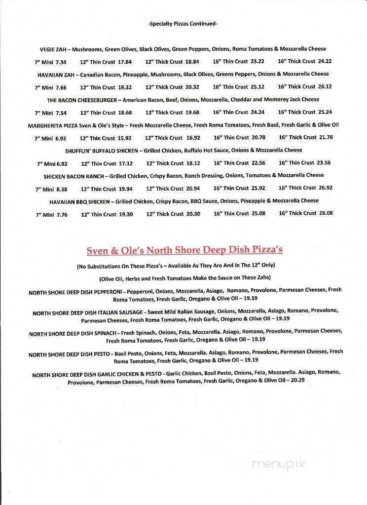 Sven & Ole's - Grand Marais, MN menu_pic
