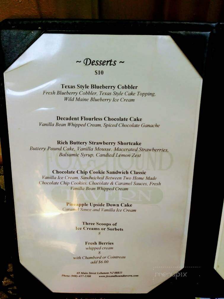 Fox & Hound Tavern - Lebanon, NJ menu_pic