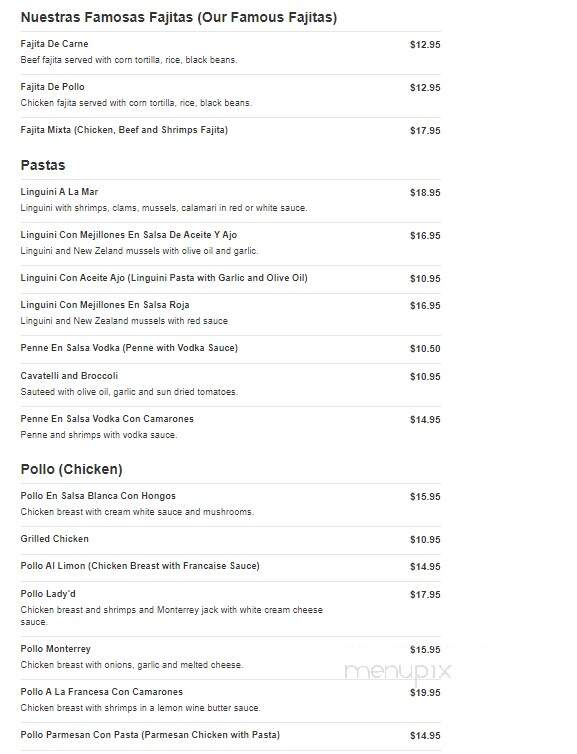 La Cascada - Manville, NJ menu_pic