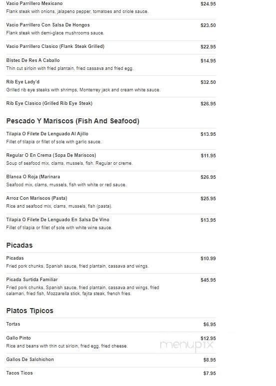 La Cascada - Manville, NJ menu_pic