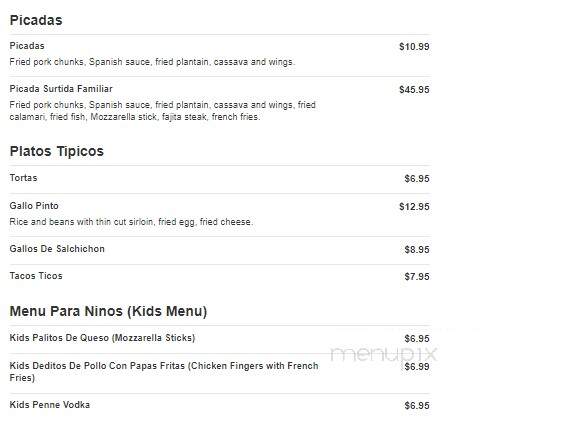La Cascada - Manville, NJ menu_pic