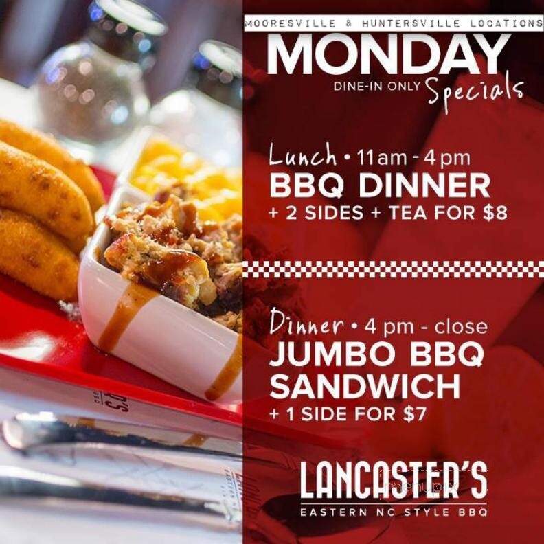 Lancaster's Bbq & Wings - Mooresville, NC menu_pic