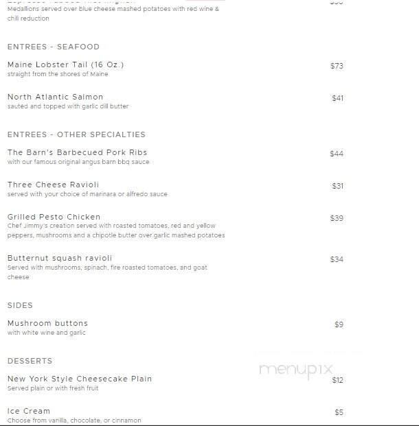 The Angus Barn - Raleigh, NC menu_pic