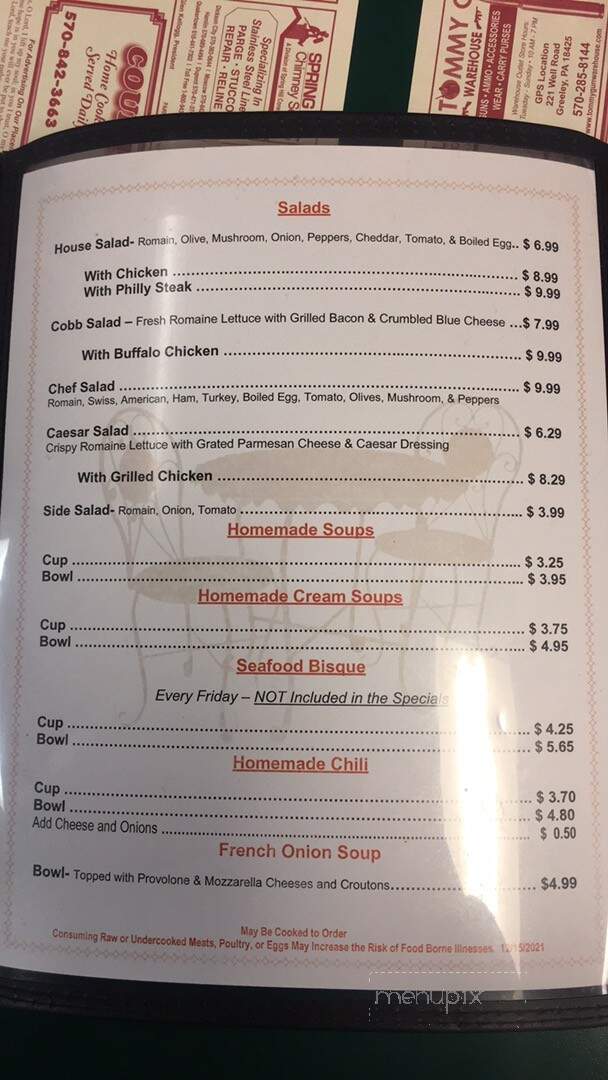 Country Cafe - Lake Ariel, PA menu_pic