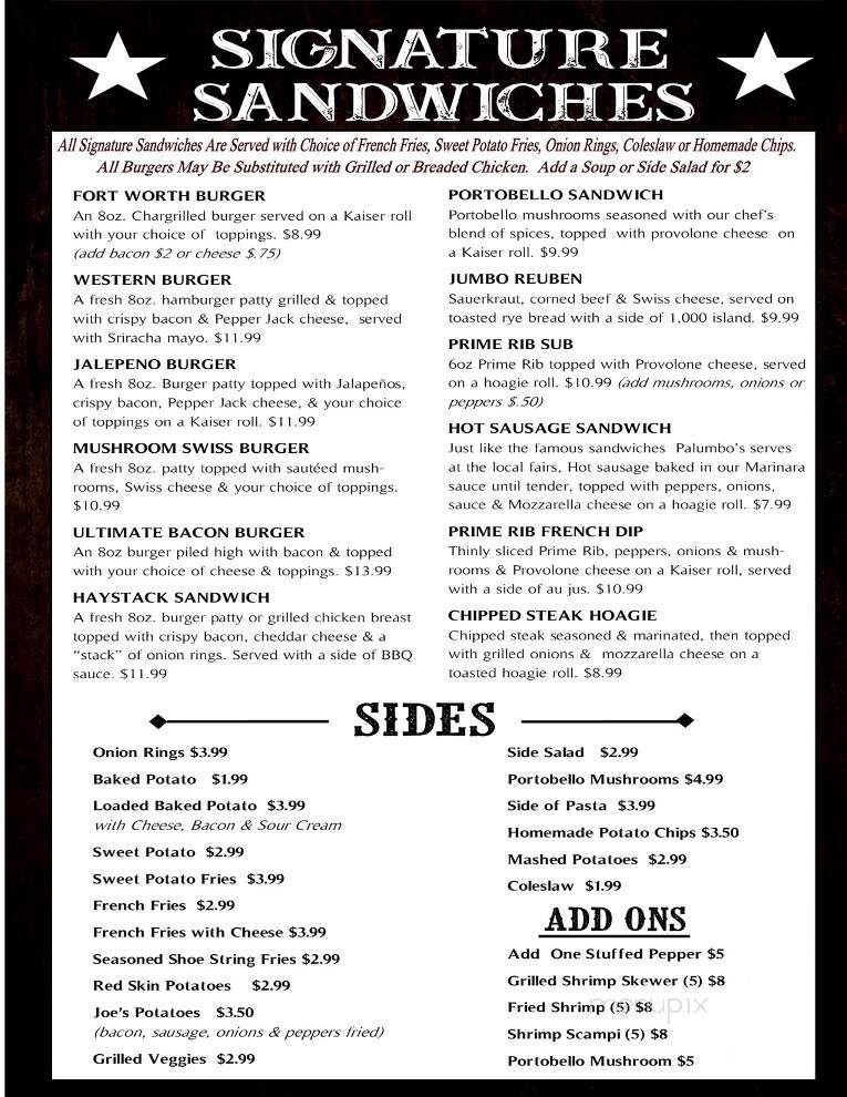 Fortworth Restaurant & Hotel - DuBois, PA menu_pic