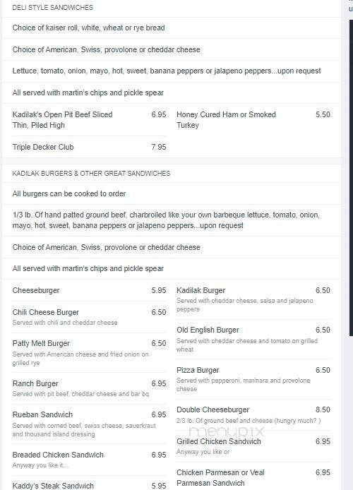 Kickin Kadilaks - York Haven, PA menu_pic
