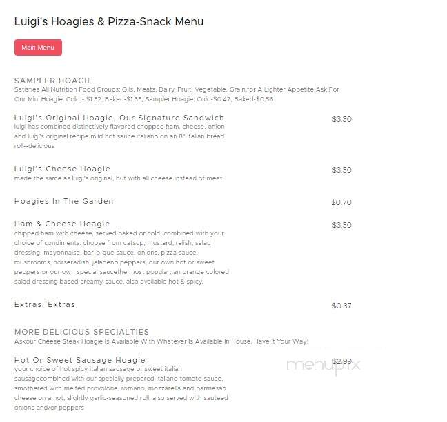 Luigi's Hoagies & Pizza-Snack - Emporium, PA menu_pic