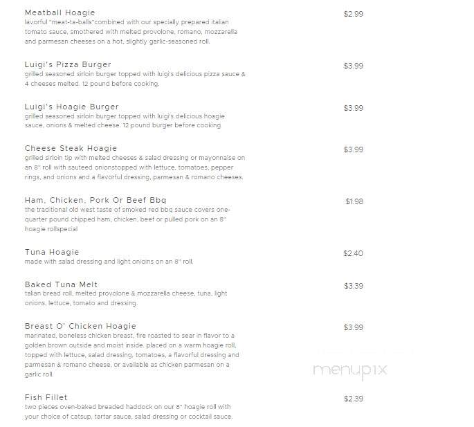 Luigi's Hoagies & Pizza-Snack - Emporium, PA menu_pic