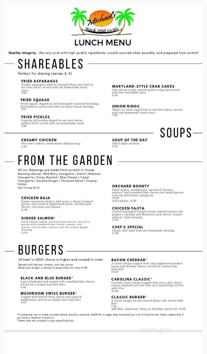 Michael's Rock Hill Grille - Rock Hill, SC menu_pic