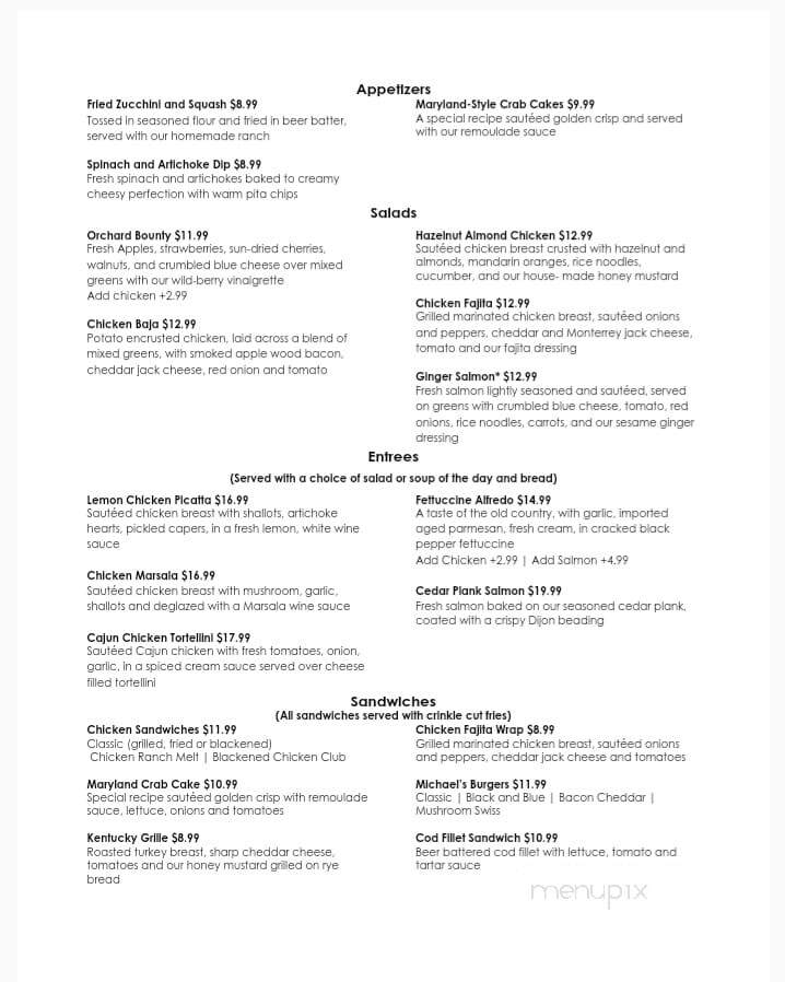 Michael's Rock Hill Grille - Rock Hill, SC menu_pic
