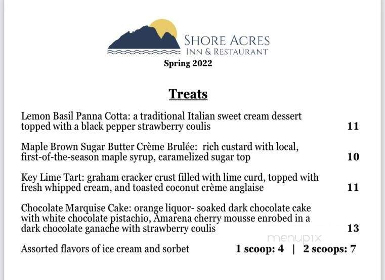 Shore Acres Inn & Restaurant - North Hero, VT menu_pic