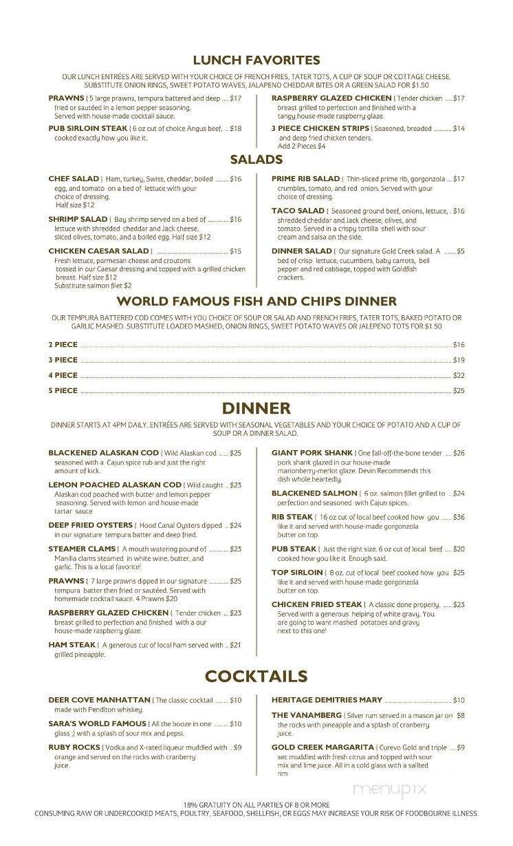 Gold Creek Station - Naches, WA menu_pic