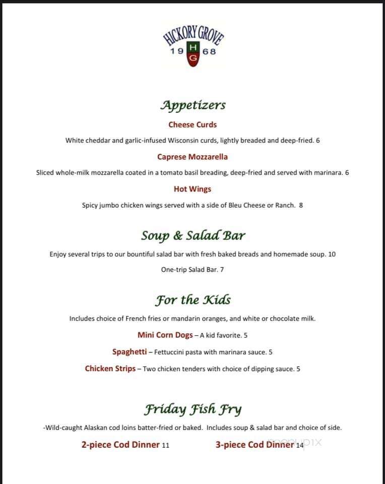 Hickory Grove Public House - Fennimore, WI menu_pic