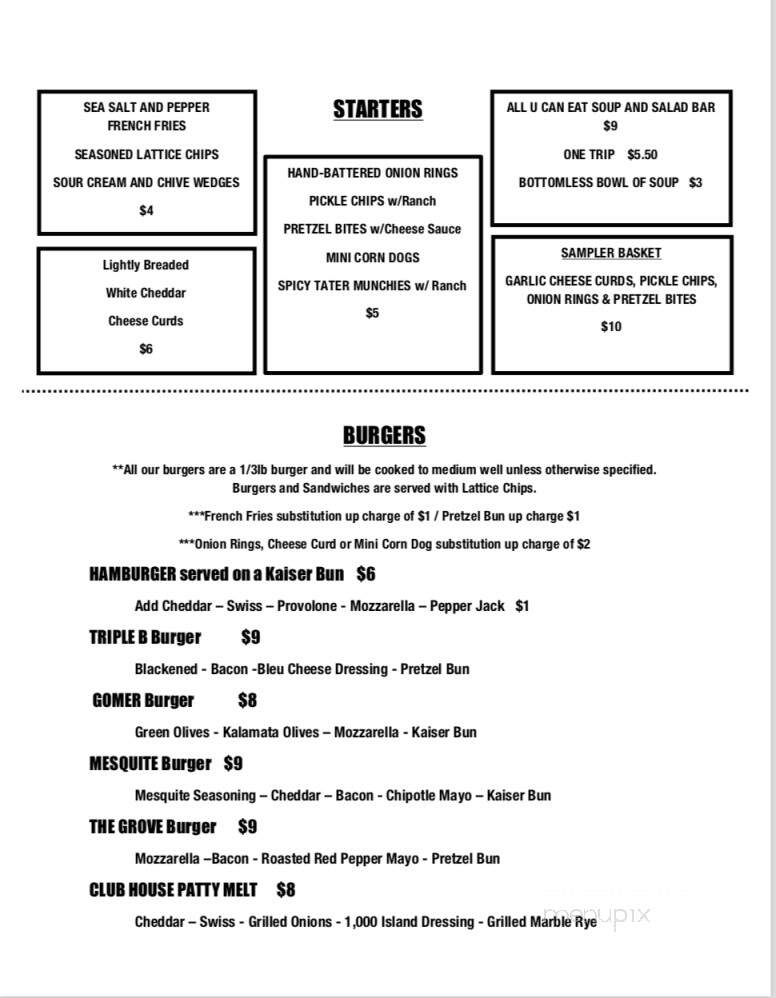 Hickory Grove Public House - Fennimore, WI menu_pic