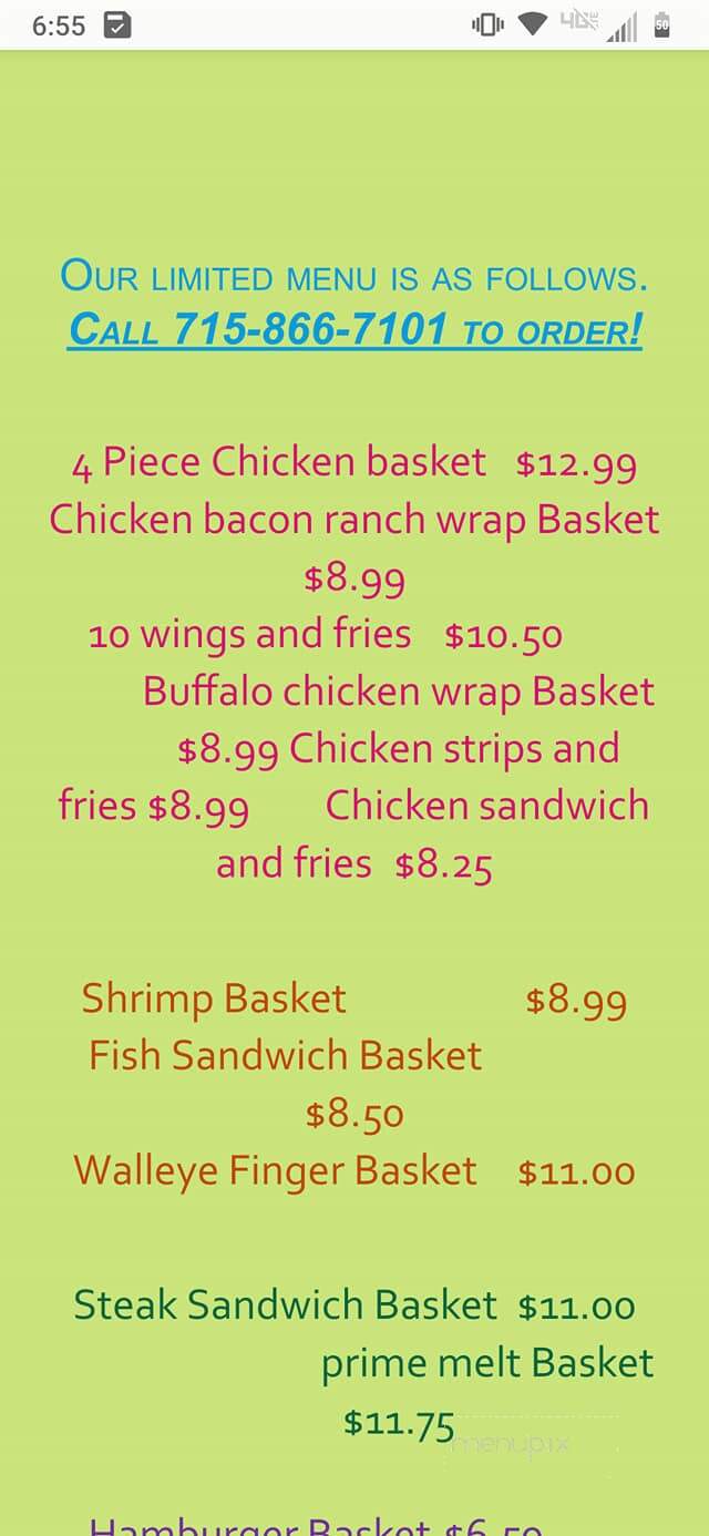 Ike Walton Lodge - Danbury, WI menu_pic
