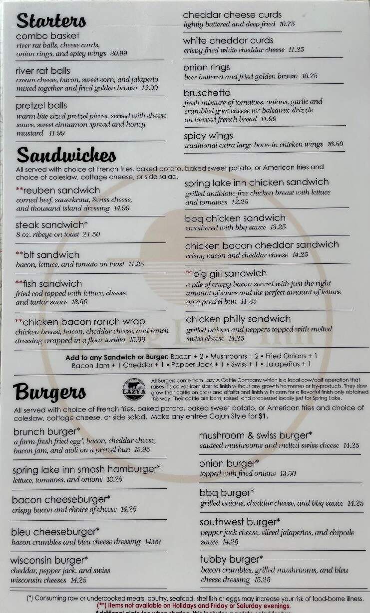 Spring Lake Inn - Prairie Du Chien, WI menu_pic