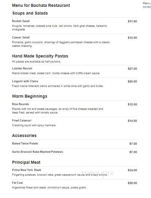 Bachata Restaurant - Stamford, CT menu_pic
