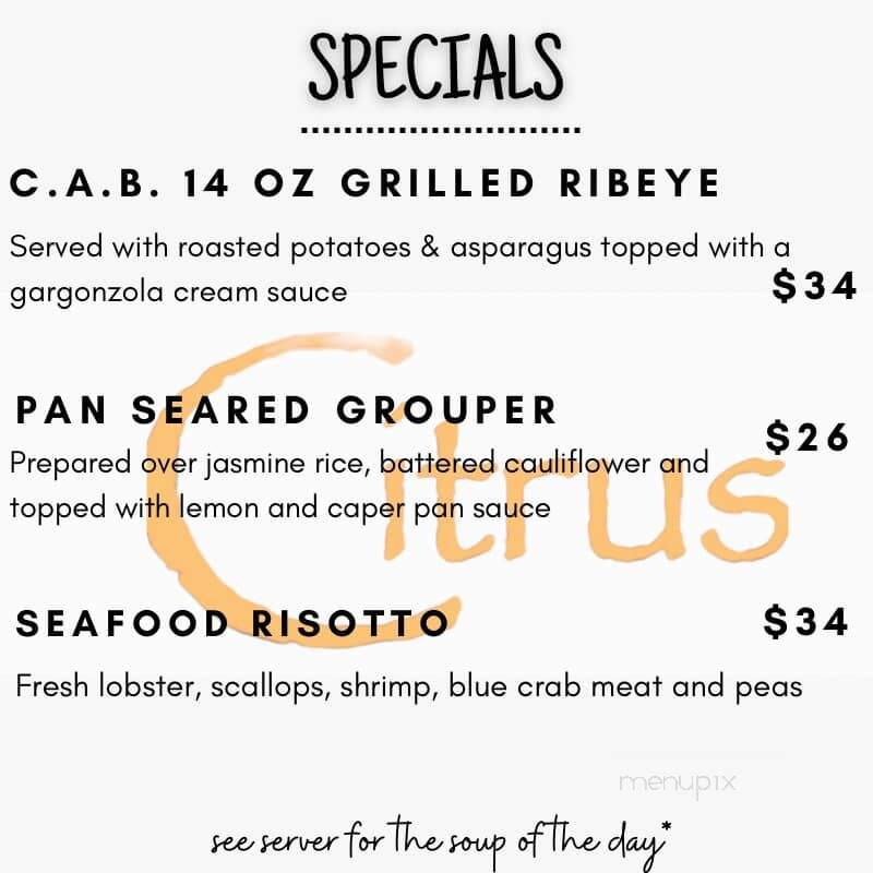 Citrus Restaurant - Milford, CT menu_pic