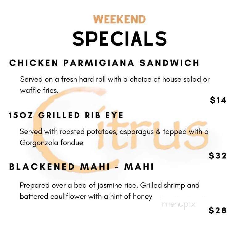 Citrus Restaurant - Milford, CT menu_pic