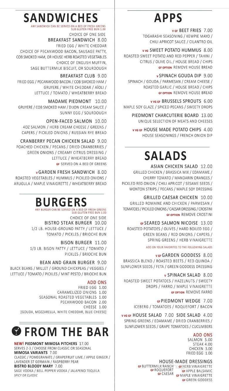 Piedmont Bistro by Venue - Lincoln, NE menu_pic