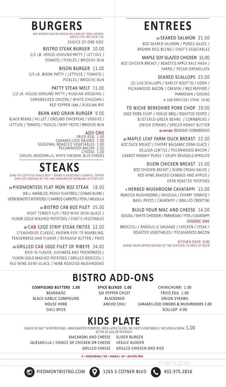 Piedmont Bistro by Venue - Lincoln, NE menu_pic
