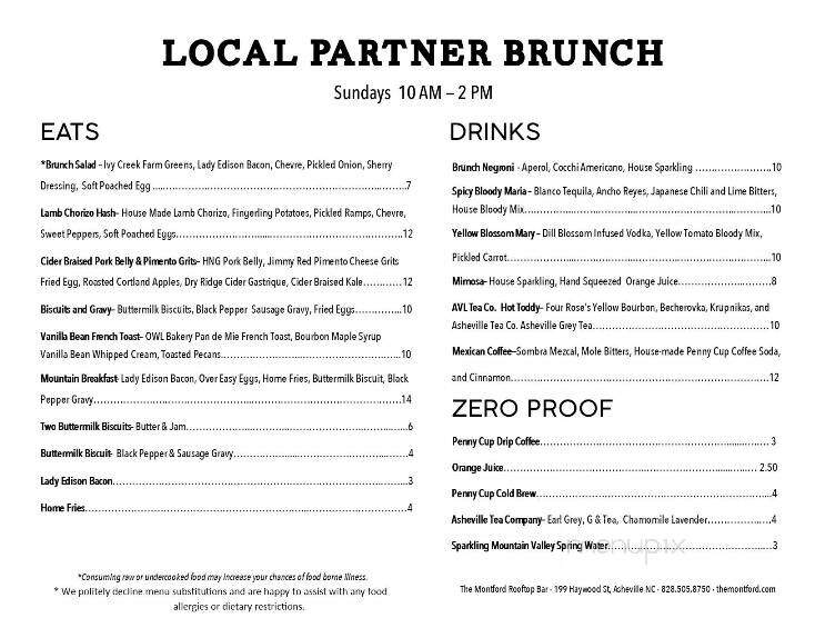 The Montford Rooftop Bar - Asheville, NC menu_pic