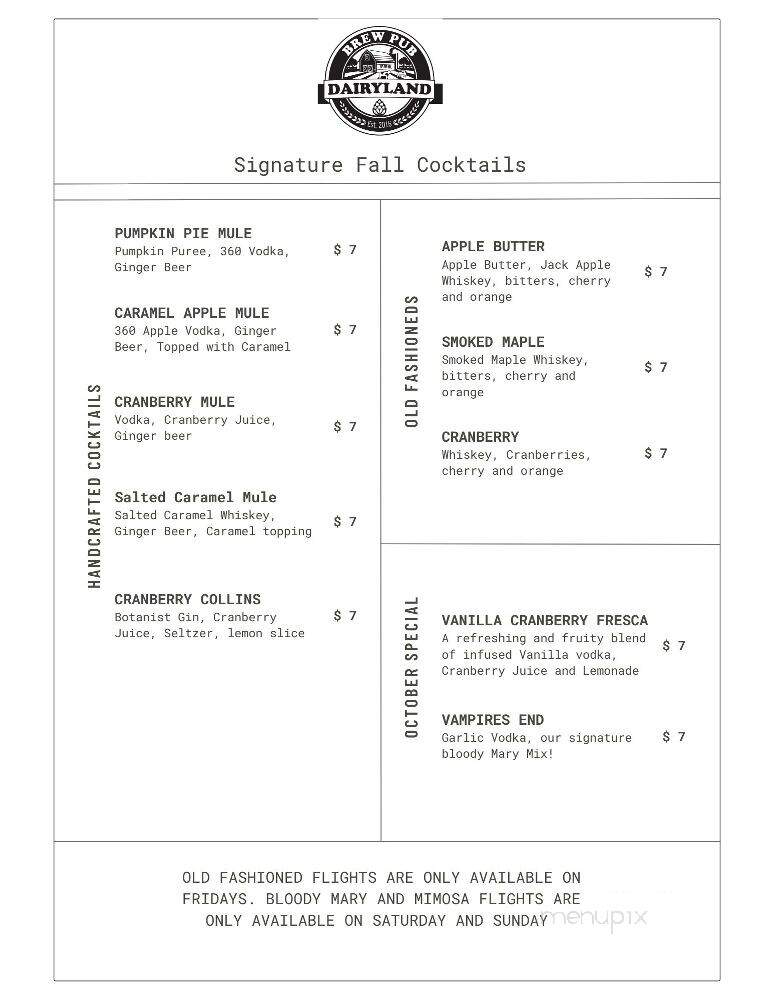 Dairyland Brew Pub - Appleton, WI menu_pic