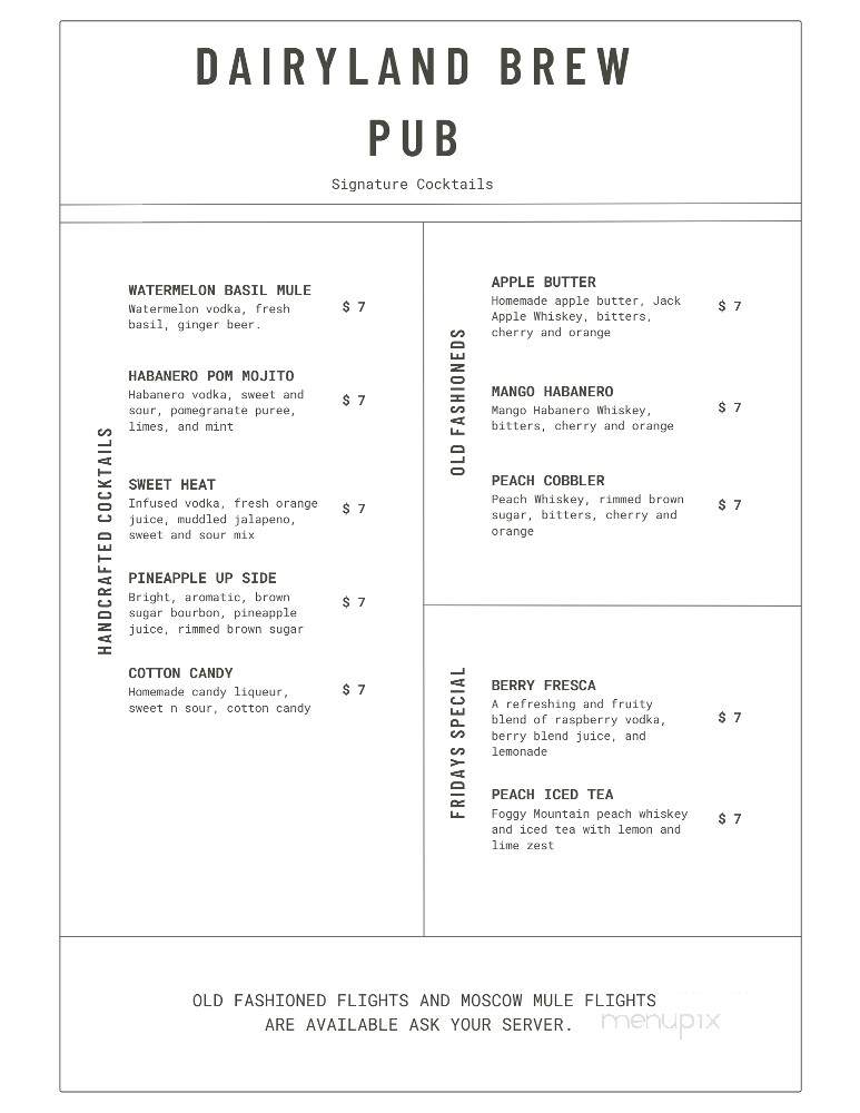 Dairyland Brew Pub - Appleton, WI menu_pic