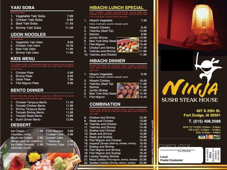 Ninja Sushi Steak House - Fort Dodge, IA