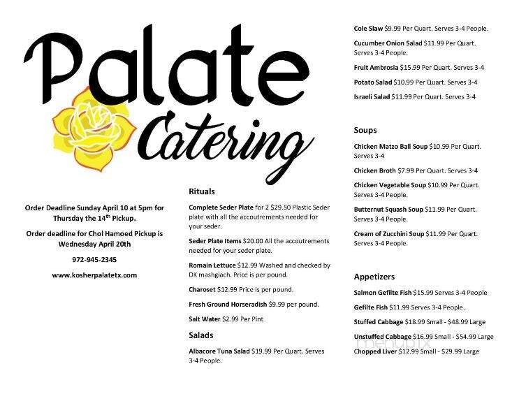 Kosher Palate - Dallas, TX menu_pic