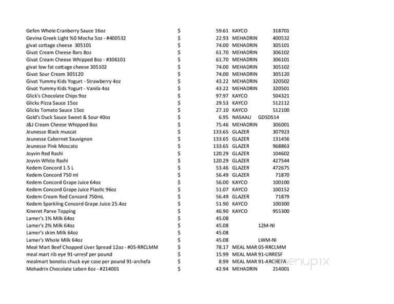 Kosher Palate - Dallas, TX menu_pic