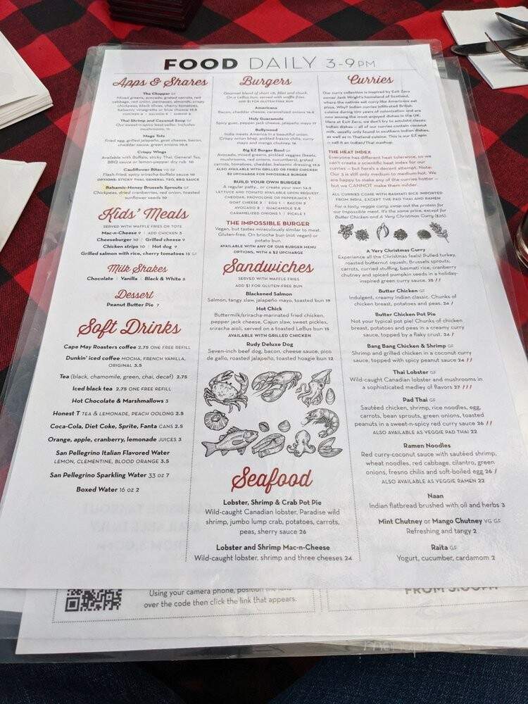 Exit Zero Filling Station - Cape May, NJ menu_pic