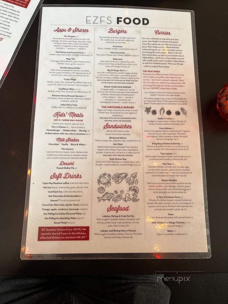 Exit Zero Filling Station - Cape May, NJ menu_pic