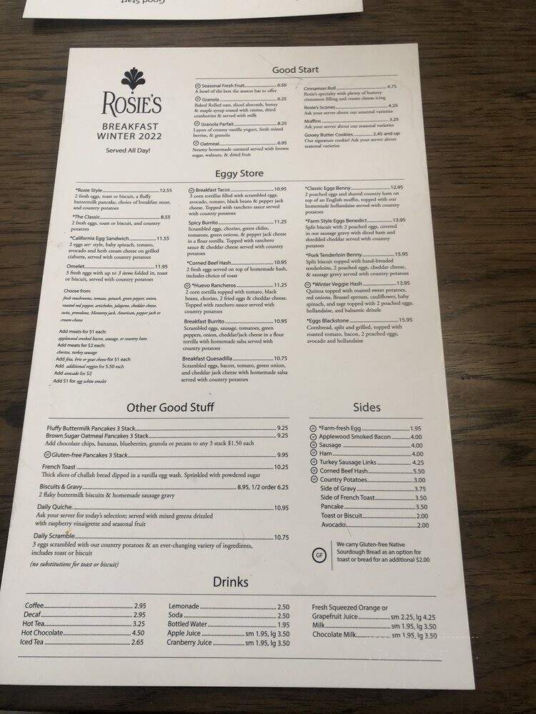 Rosie's Place - Carmel, IN menu_pic