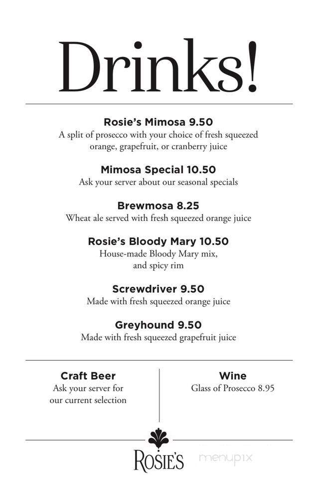 Rosie's Place - Carmel, IN menu_pic