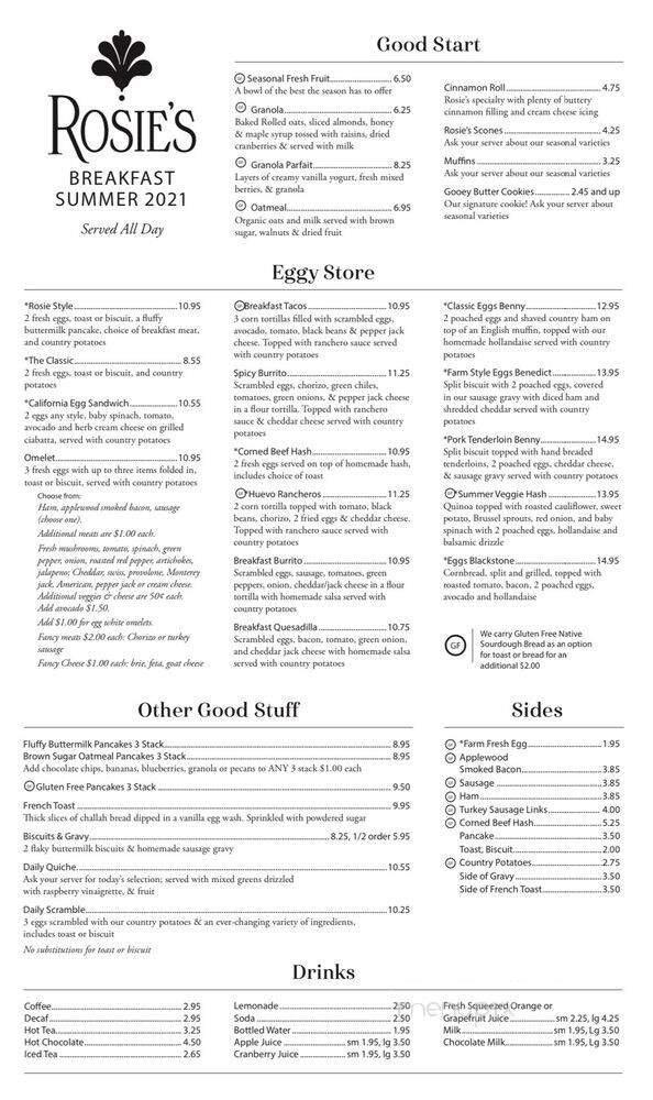 Rosie's Place - Carmel, IN menu_pic