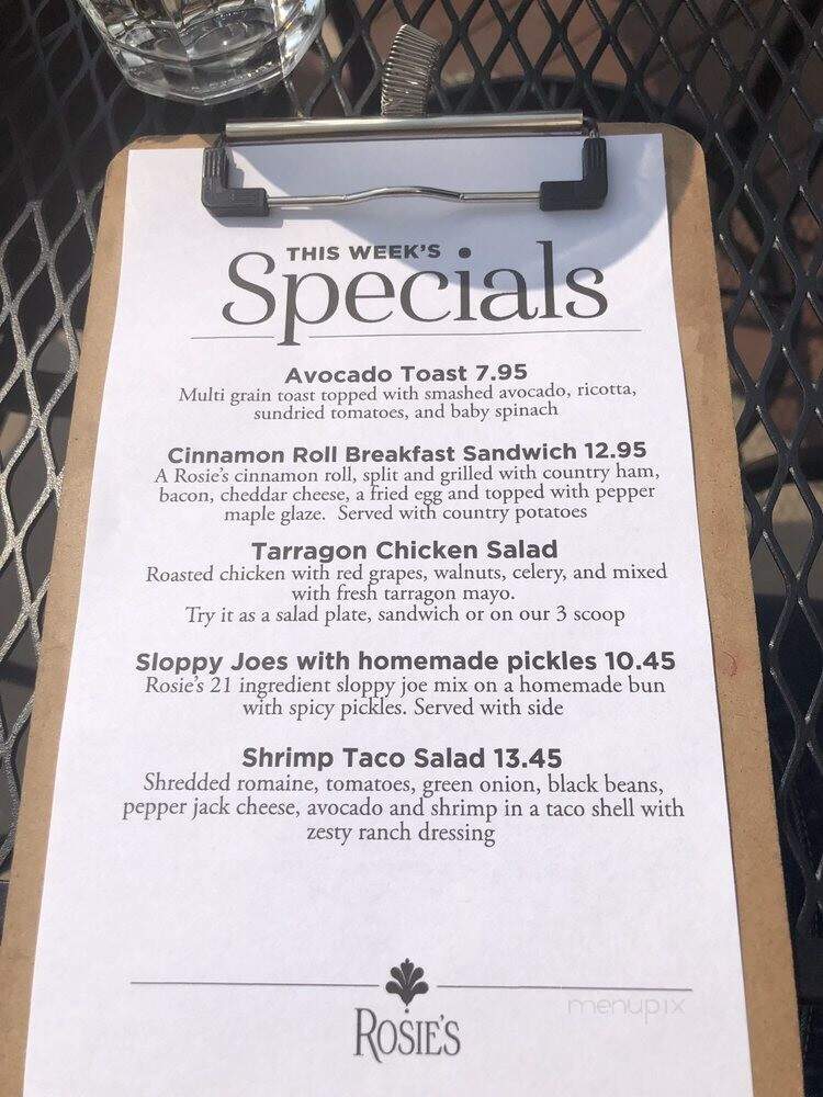 Rosie's Place - Carmel, IN menu_pic