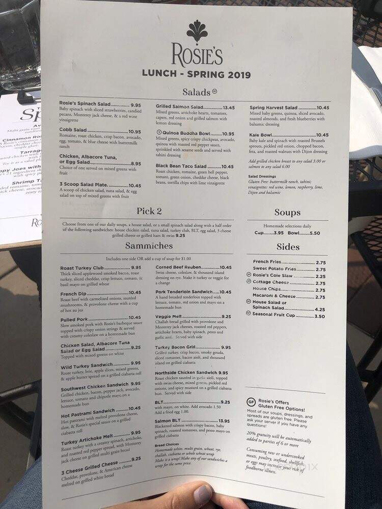 Rosie's Place - Carmel, IN menu_pic