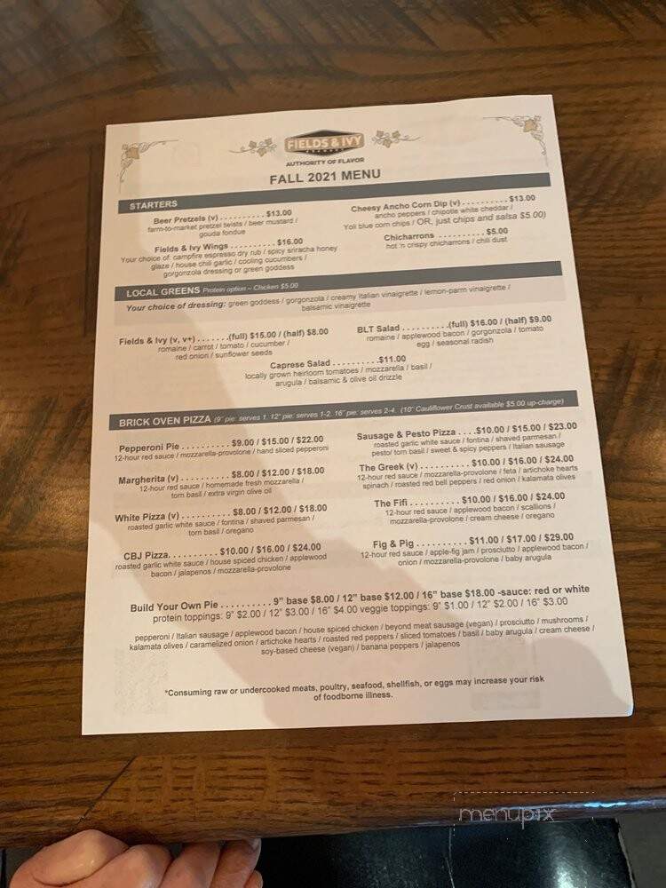 Fields & Ivy Brewery - Lawrence, KS menu_pic