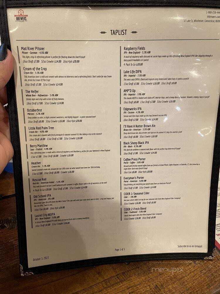 Little Red Barn Brewers - Winchester, CT menu_pic