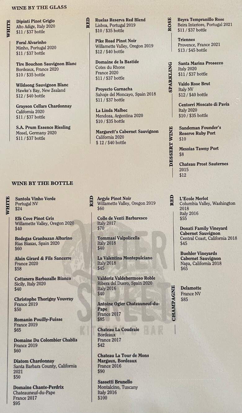 Water Street Kitchen and Bar - Wiscasset, ME menu_pic