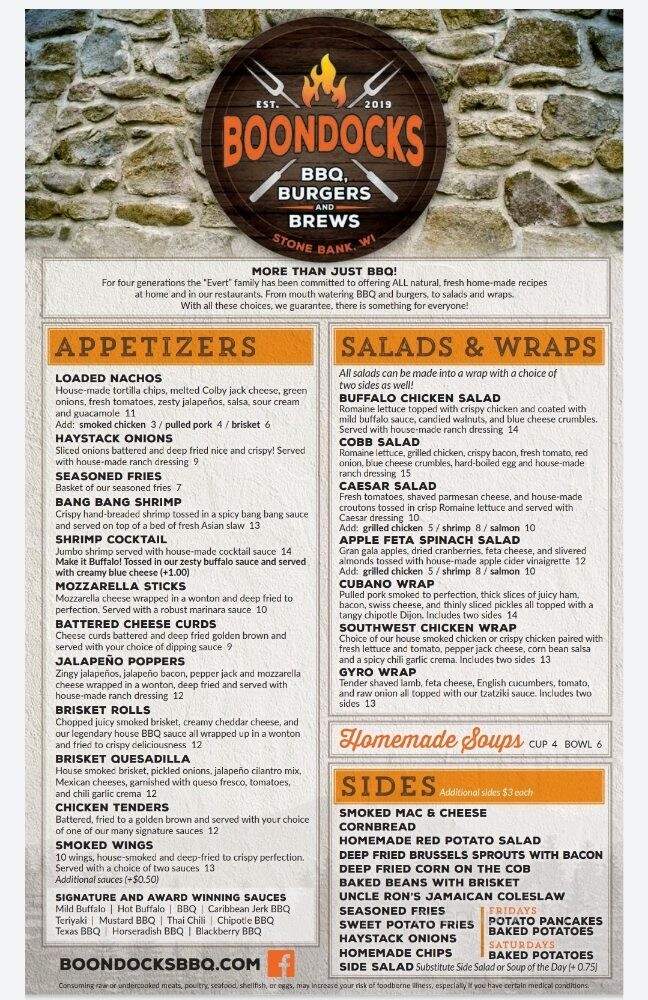 Boondocks BBQ Burgers and Brews - Oconomowoc, WI menu_pic