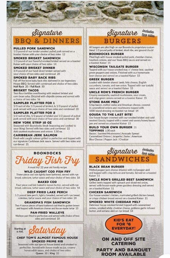 Boondocks BBQ Burgers and Brews - Oconomowoc, WI menu_pic